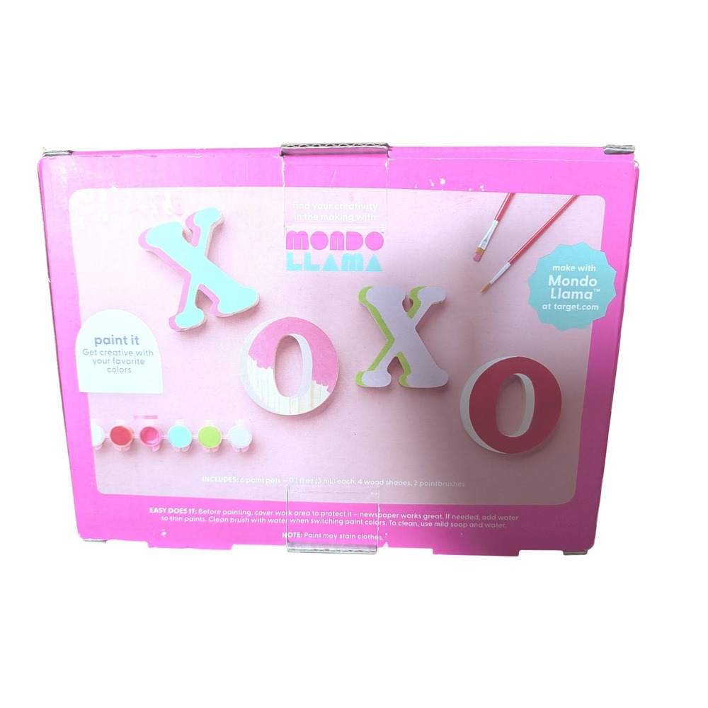 Mondo Llama Paint Your Own Wood Letters‎ Kit XOXO Valentine Craft Set New